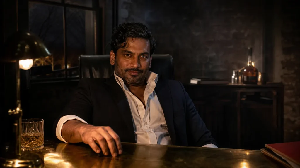 A man at a lamp-lit back office desk at closing time, half-smiling at the camera. (AI-generated image) A man at a lamp-lit back office desk at closing time, half-smiling at the camera. (AI-generated image)